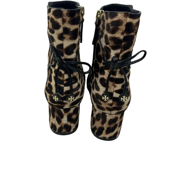 Bootie Boots Calf Hair size 8 block heel leopard print - Picture 4 of 7